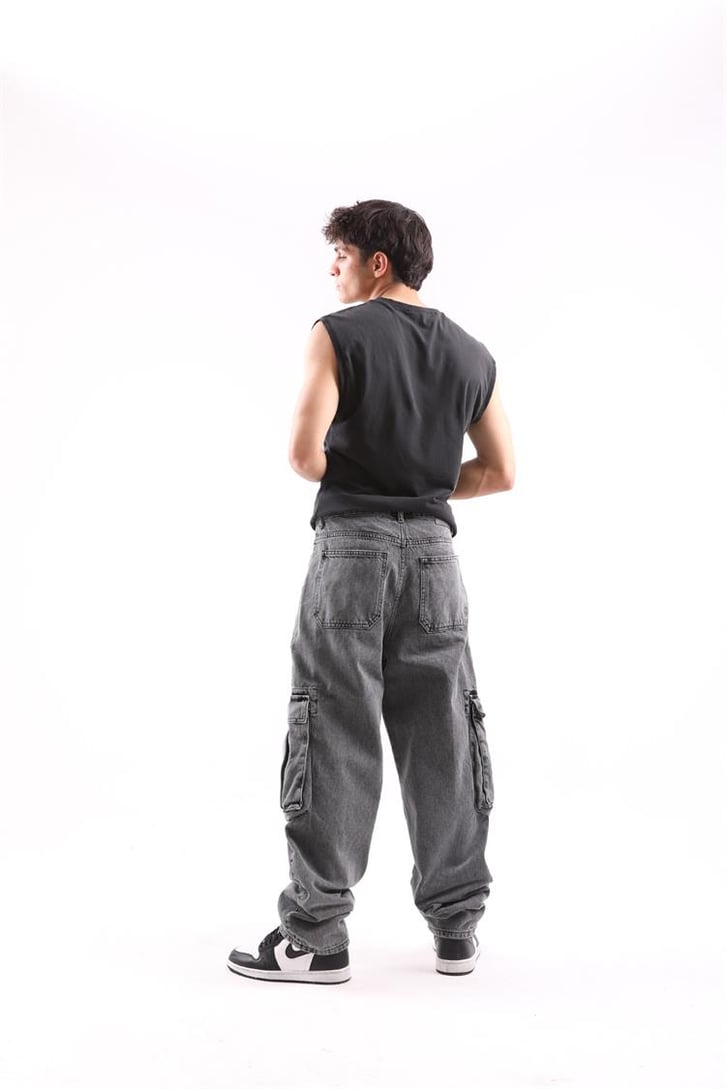 Full Pocket Acid Wash Baggy Pantolon
