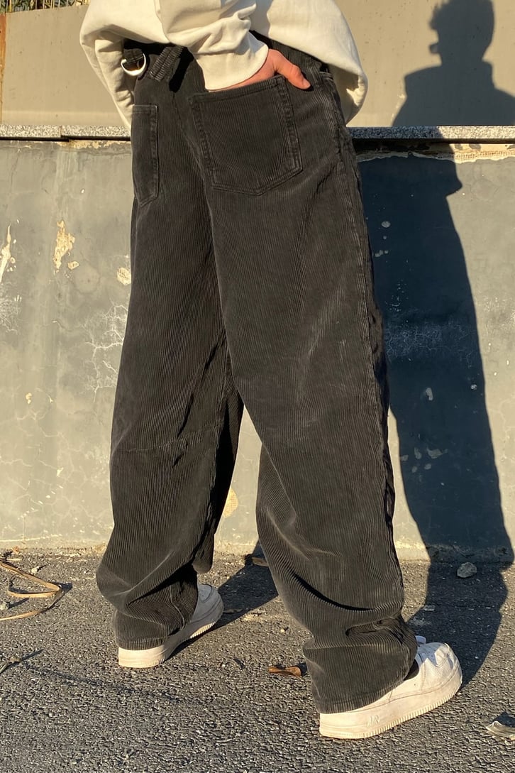 Füme Fitilli Kadife Basic Losse Fit Pant