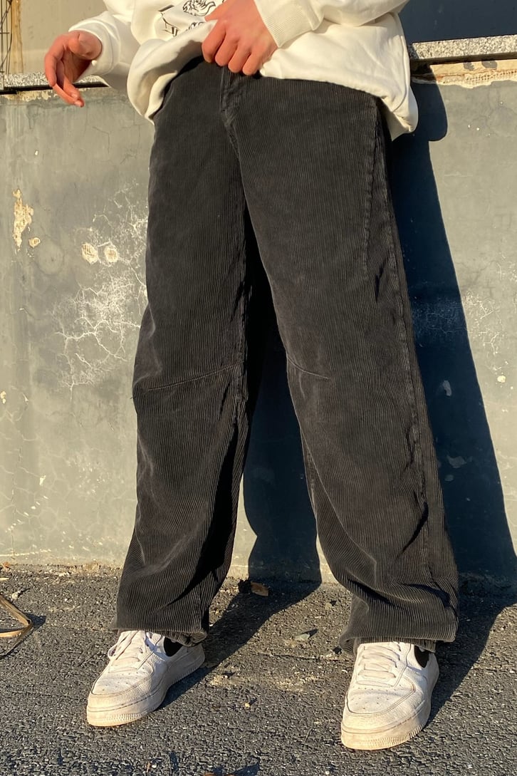 Füme Fitilli Kadife Basic Losse Fit Pant