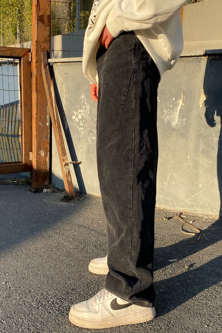 Füme Fitilli Kadife Basic Losse Fit Pant