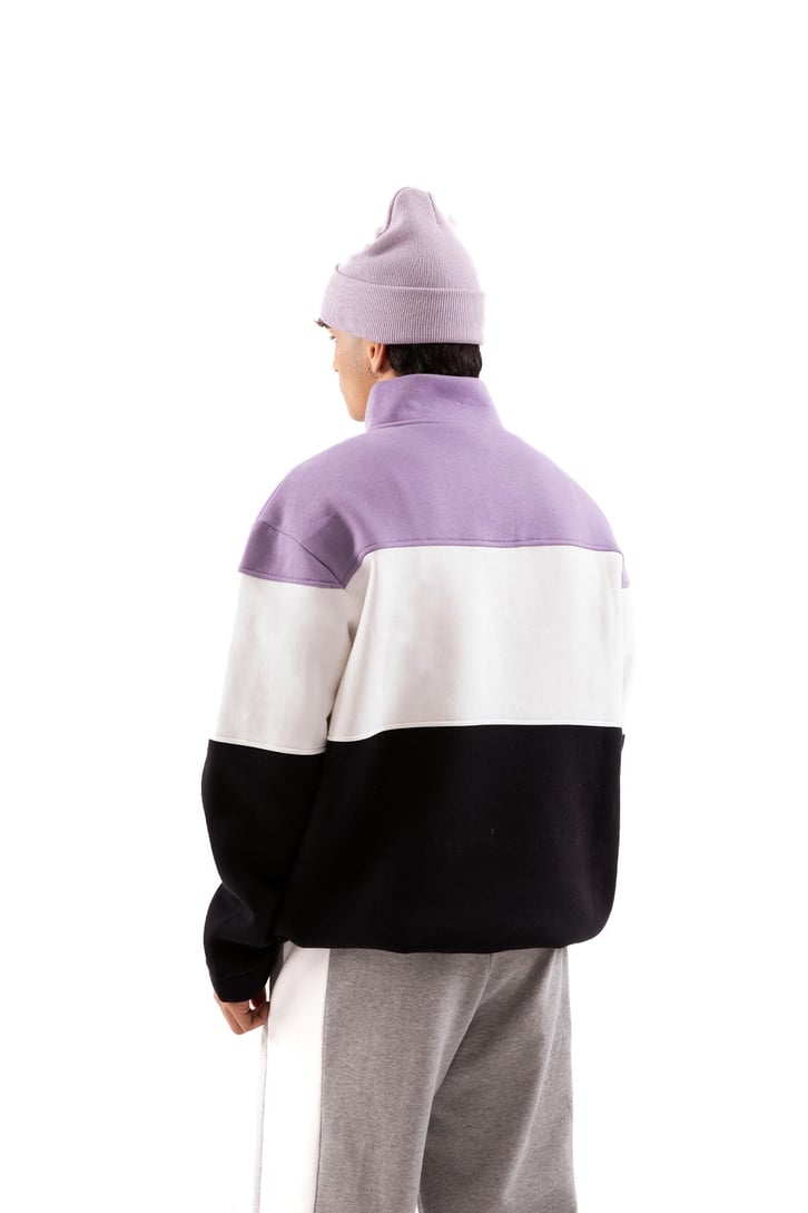Future Baskılı Yarım Fermuarlı Siyah Oversize Sweatshirt