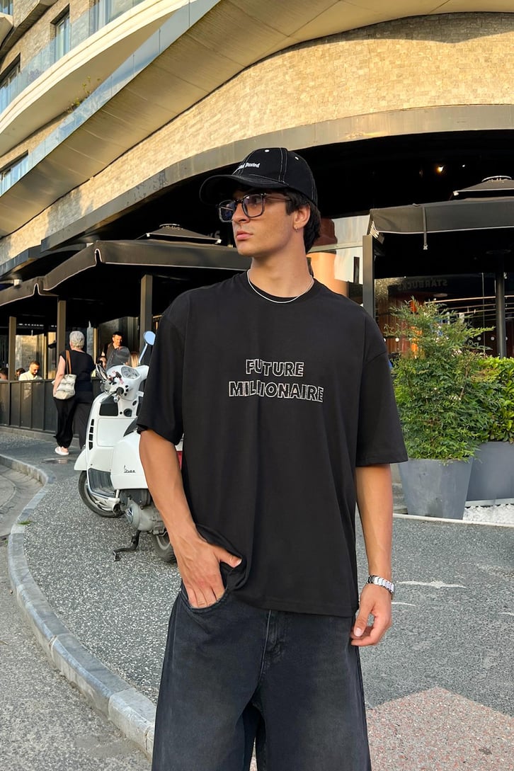 Future Millionare Taş İşlemeli Oversize Tişört