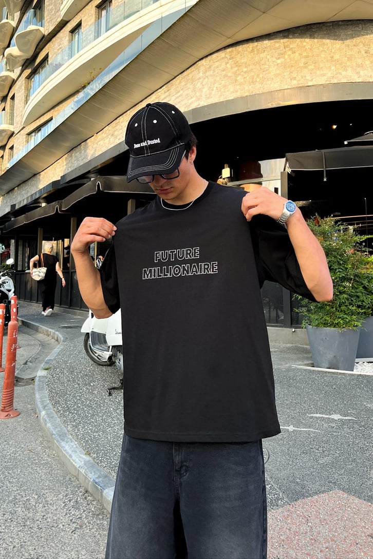 Future Millionare Taş İşlemeli Oversize Tişört