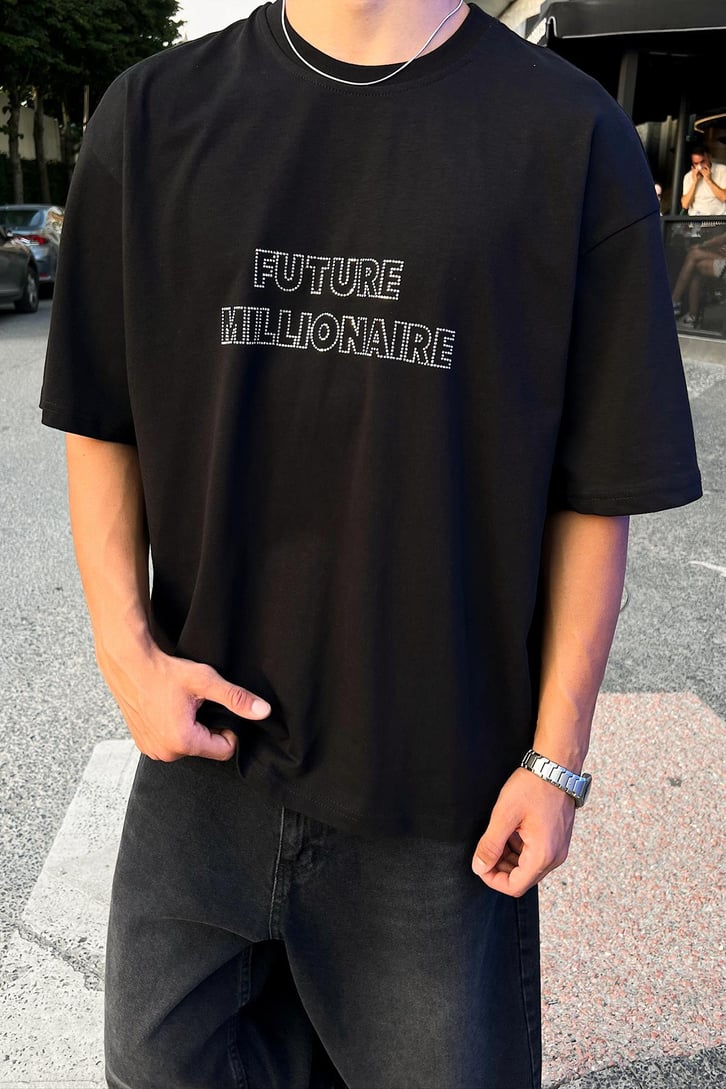 Future Millionare Taş İşlemeli Oversize Tişört
