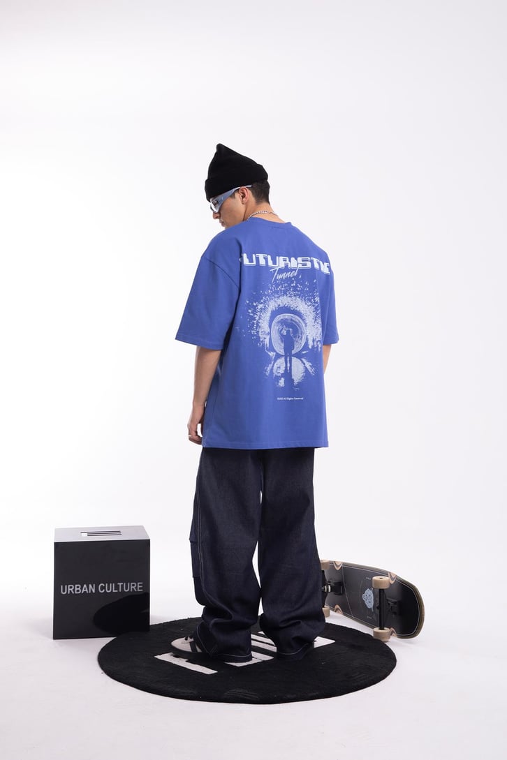 Futuristic Sırt Baskılı Oversize Tshirt
