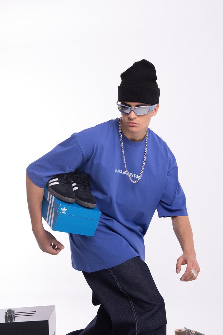 Futuristic Sırt Baskılı Oversize Tshirt