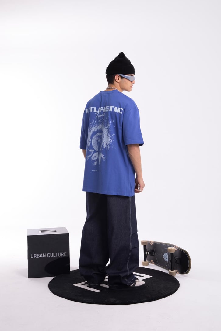 Futuristic Sırt Baskılı Oversize Tshirt