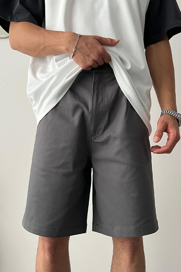 Gabardin Kumaş Antrasit Basic Şort