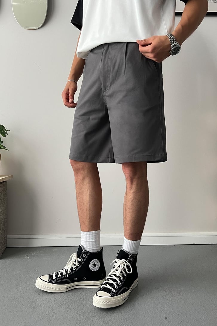 Gabardin Kumaş Antrasit Basic Şort