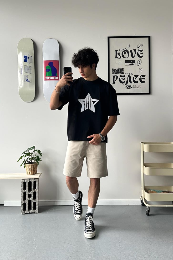 Gabardin Kumaş Antrasit Basic Şort