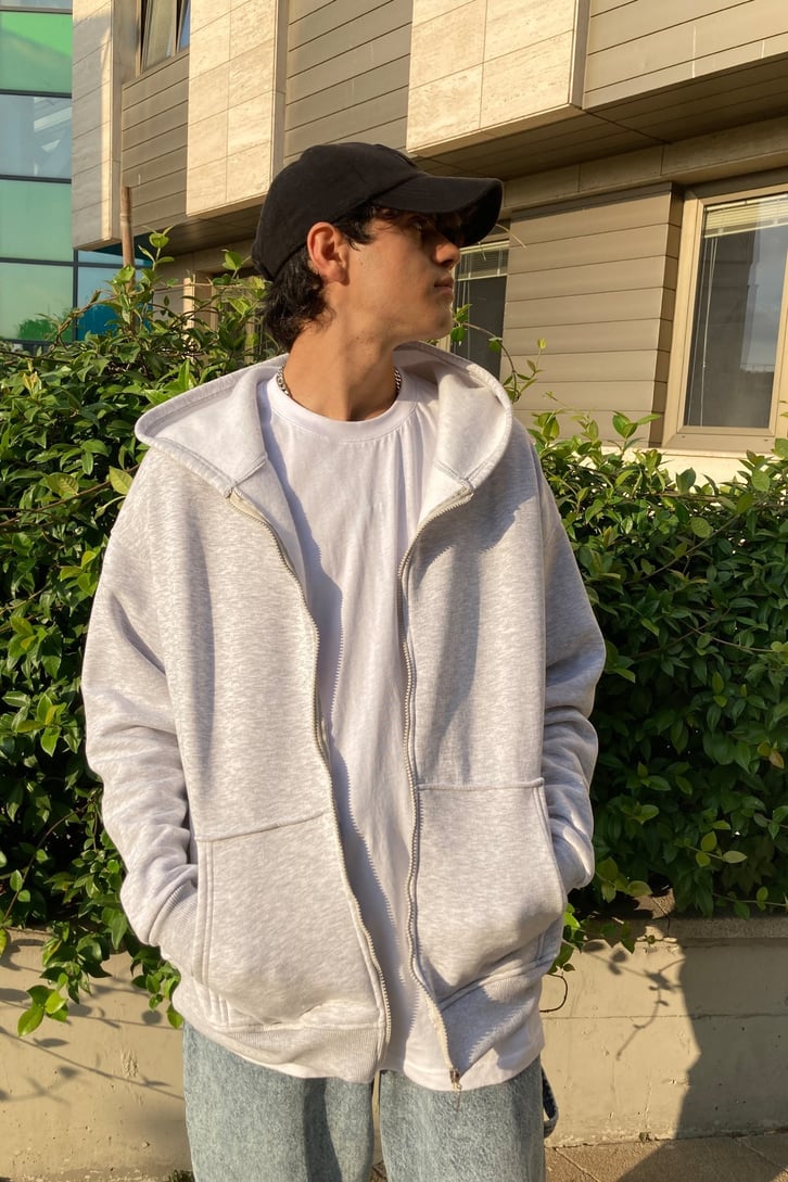 Gainsboro Oversize Zippered Sweat