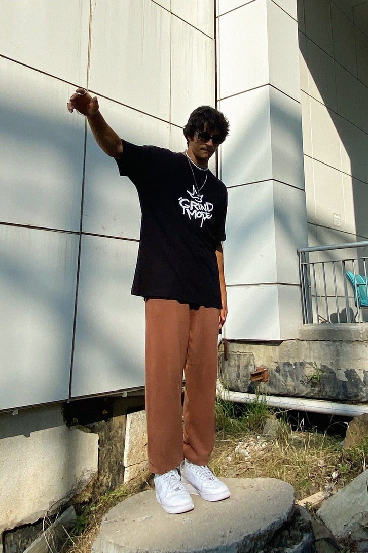 Gangsta Bear Sırt Baskılı Oversize Tshirt