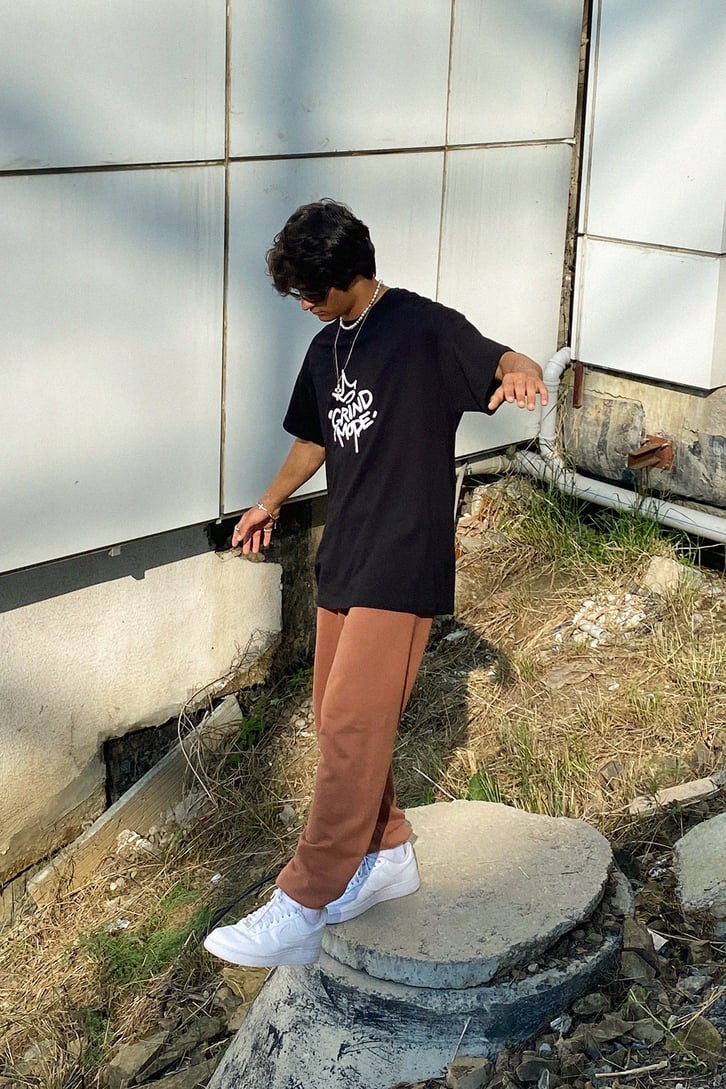 Gangsta Bear Sırt Baskılı Oversize Tshirt