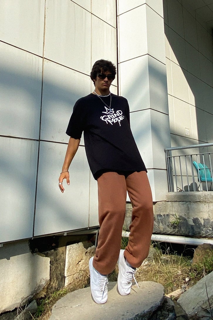 Gangsta Bear Sırt Baskılı Oversize Tshirt