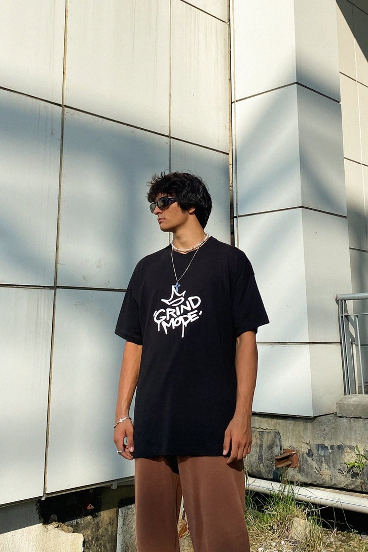 Gangsta Bear Sırt Baskılı Oversize Tshirt