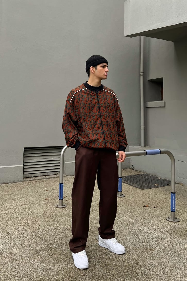 Geometric Pattern Zipper Ceket