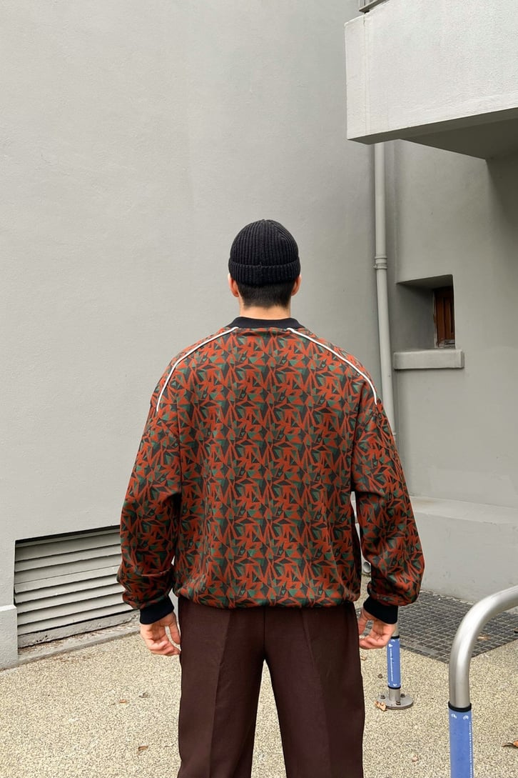 Geometric Pattern Zipper Ceket