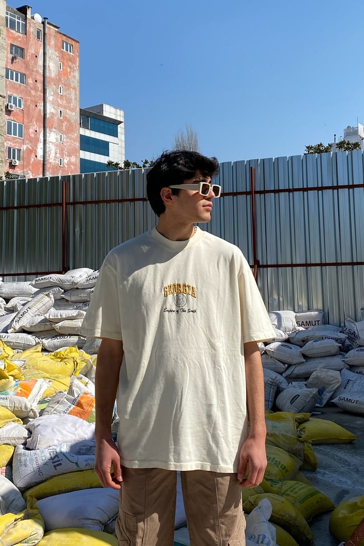 Georgia Nakış Detay Oversize Tshirt