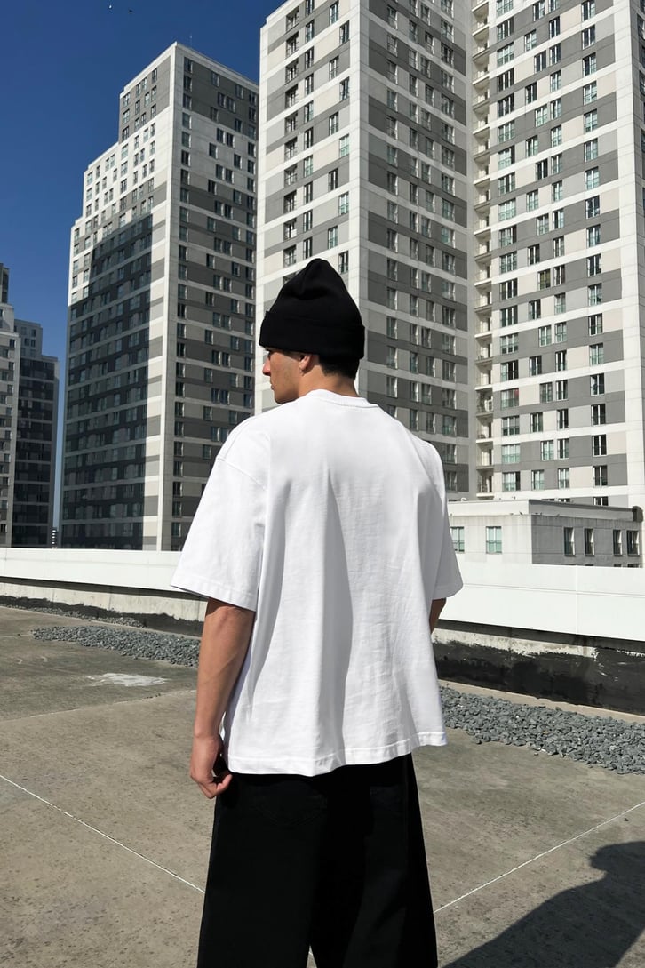 Ghost Baskılı Beyaz Oversize Tişört