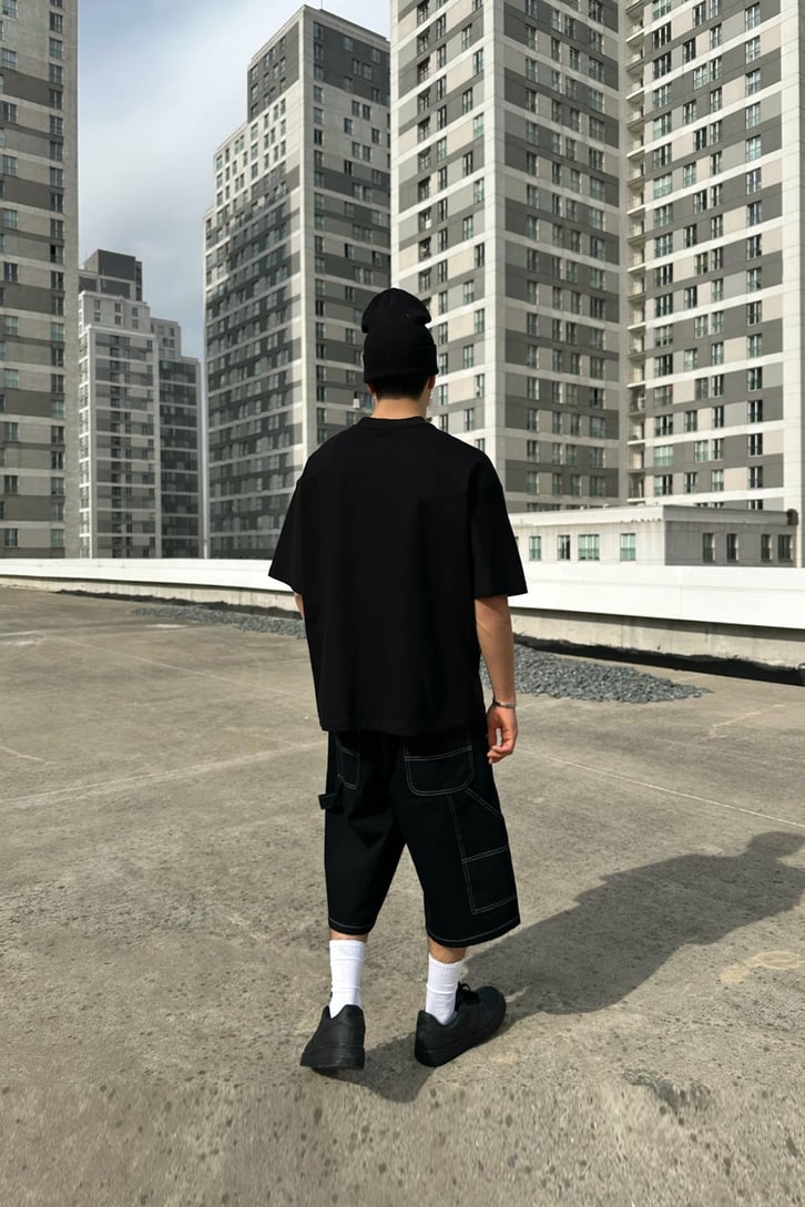 Ghost Baskılı Siyah Oversize Tişört