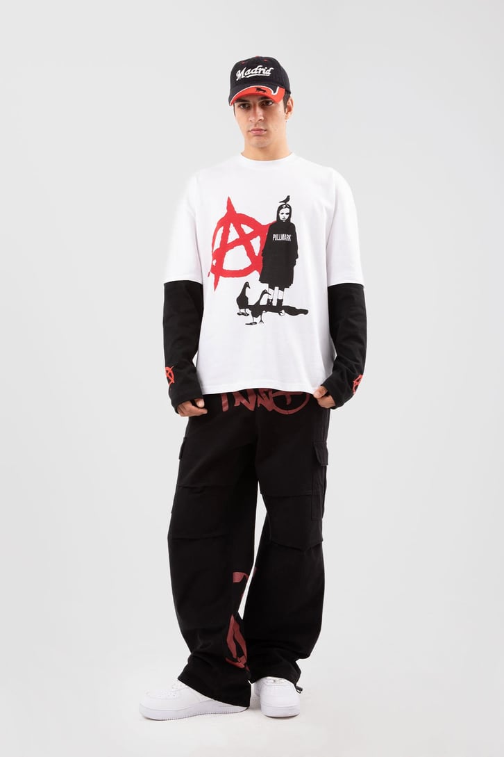 Ghost Girl Baskılı Beyaz Long Sleeve Tişört