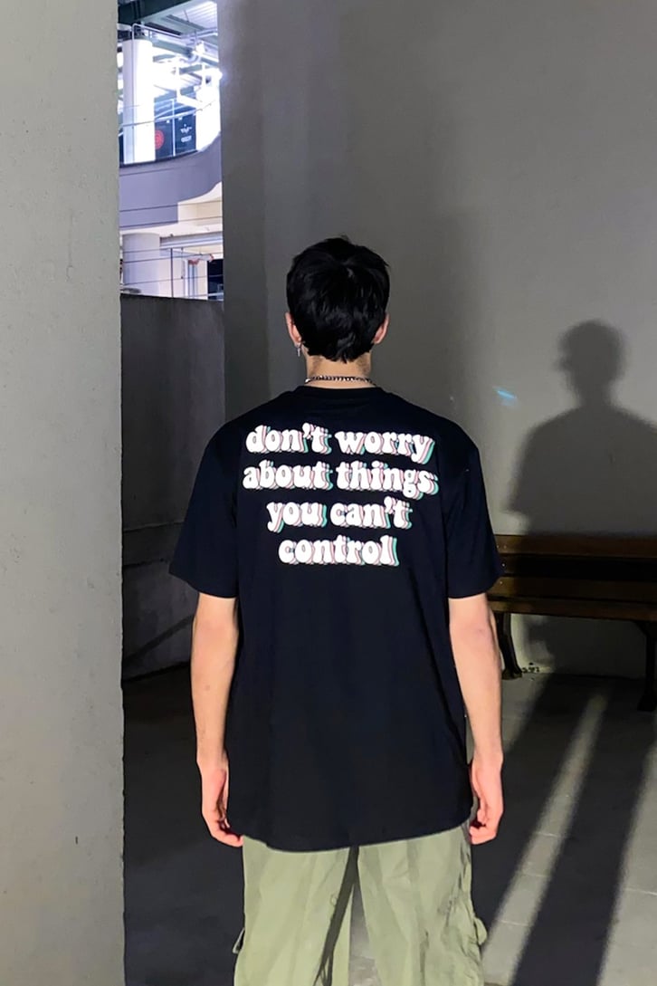 Glitch Printed Oversize Siyah Tshirt