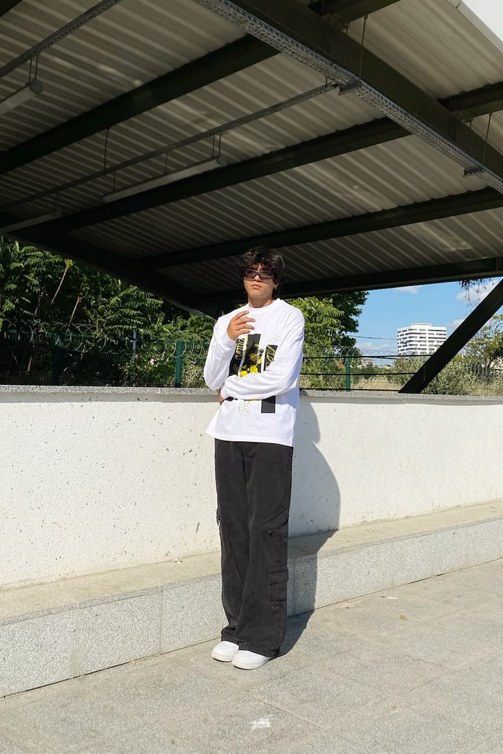 Glow Up Beyaz Uzun Kollu Tshirt