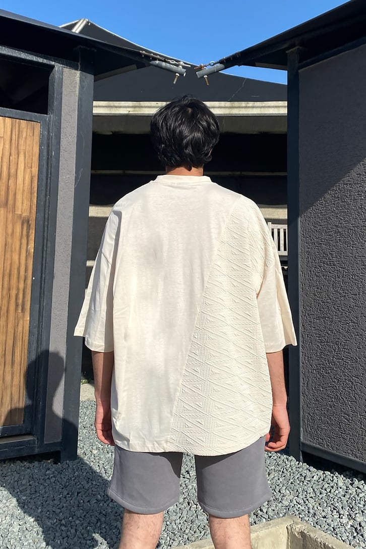 Glyph Desenli Bej Oversize Tshirt