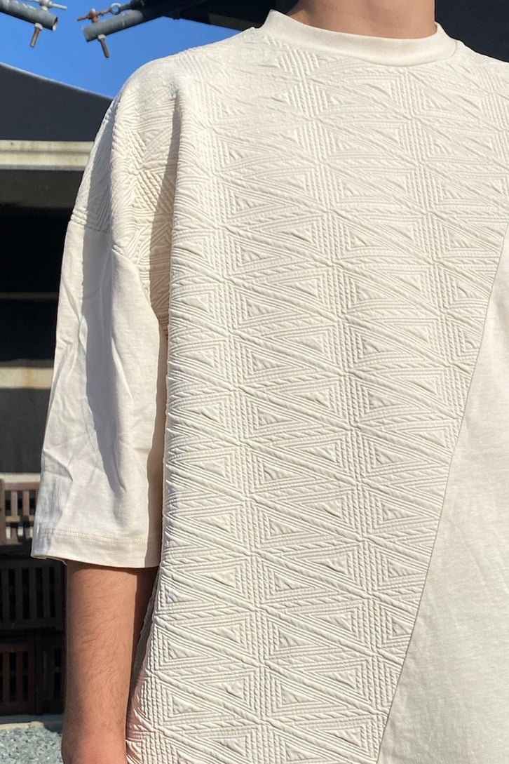 Glyph Desenli Bej Oversize Tshirt