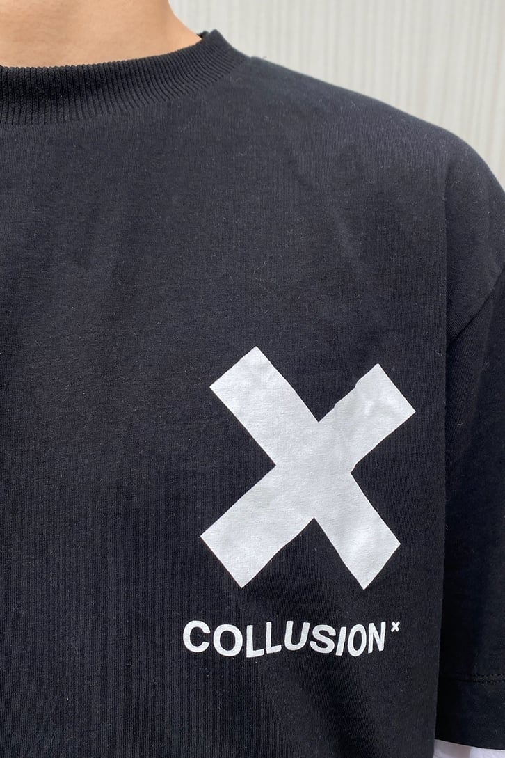Göğüs Baskılı Oversize Siyah Tshirt