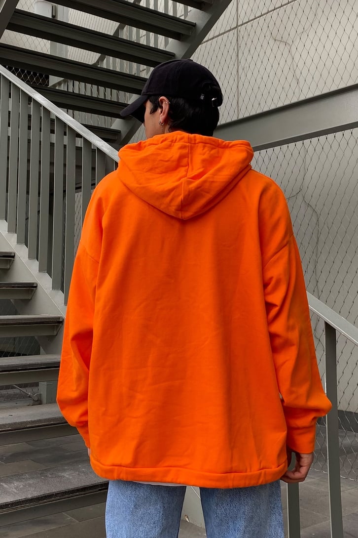 Golden Orange Printed Oversize Premium Hoodie