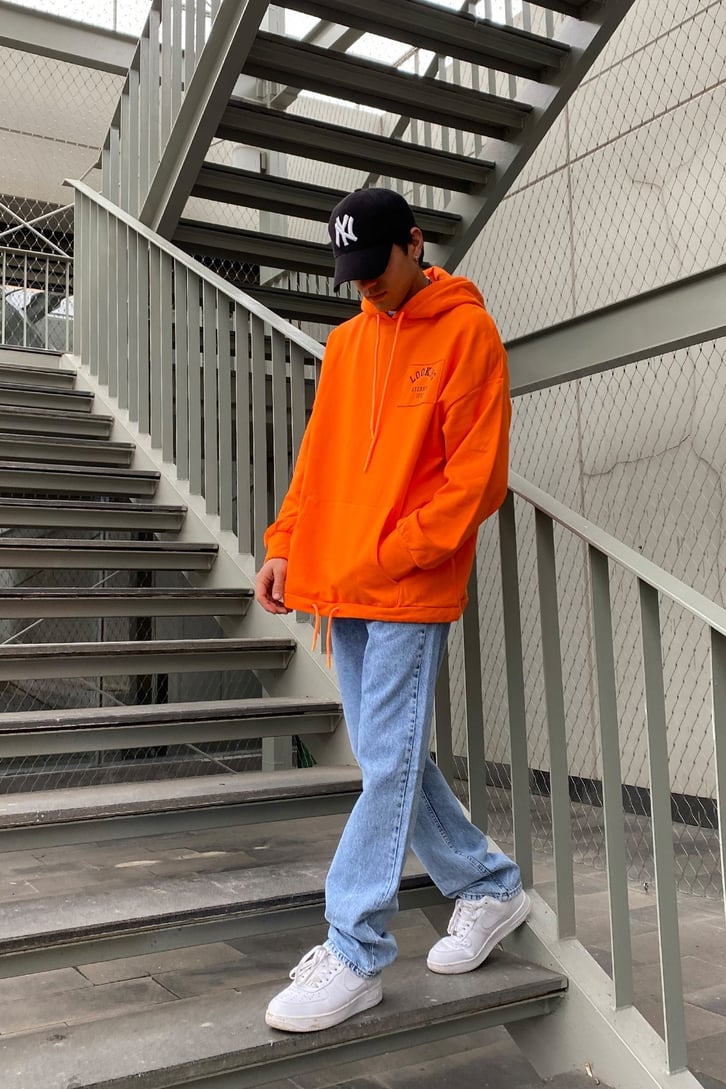Golden Orange Printed Oversize Premium Hoodie