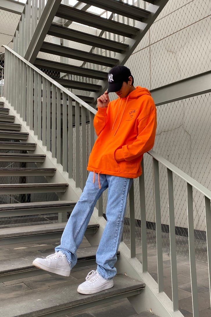 Golden Orange Printed Oversize Premium Hoodie
