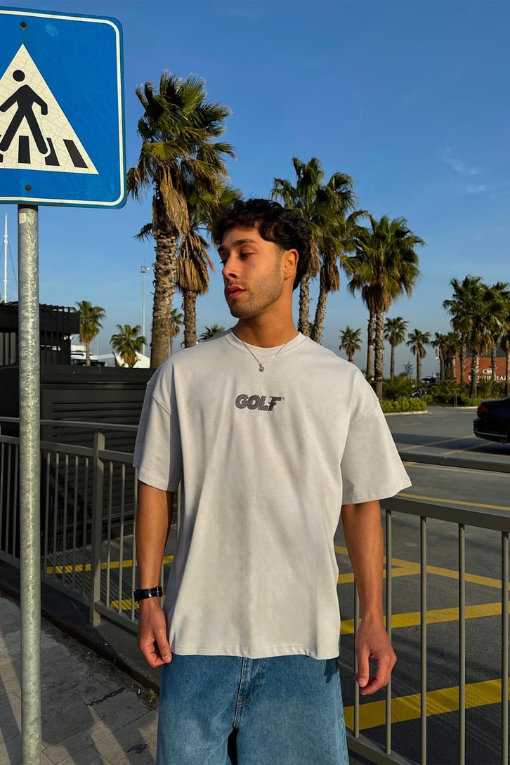 Golf Nakışlı Oversize Tişört
