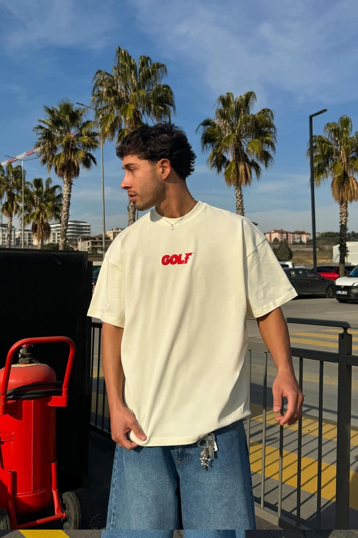 Golf Nakışlı Oversize Tişört