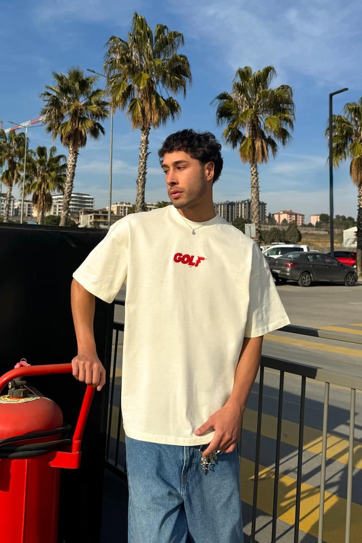 Golf Nakışlı Oversize Tişört
