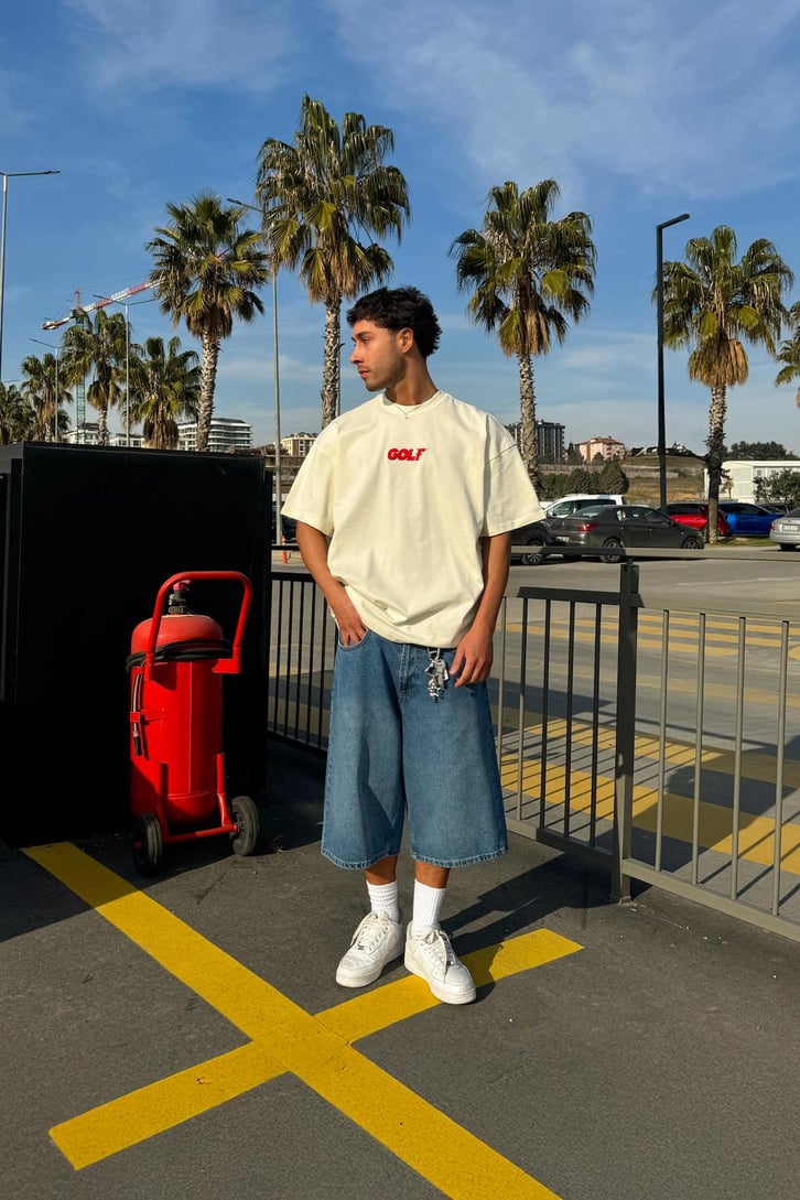 Golf Nakışlı Oversize Tişört