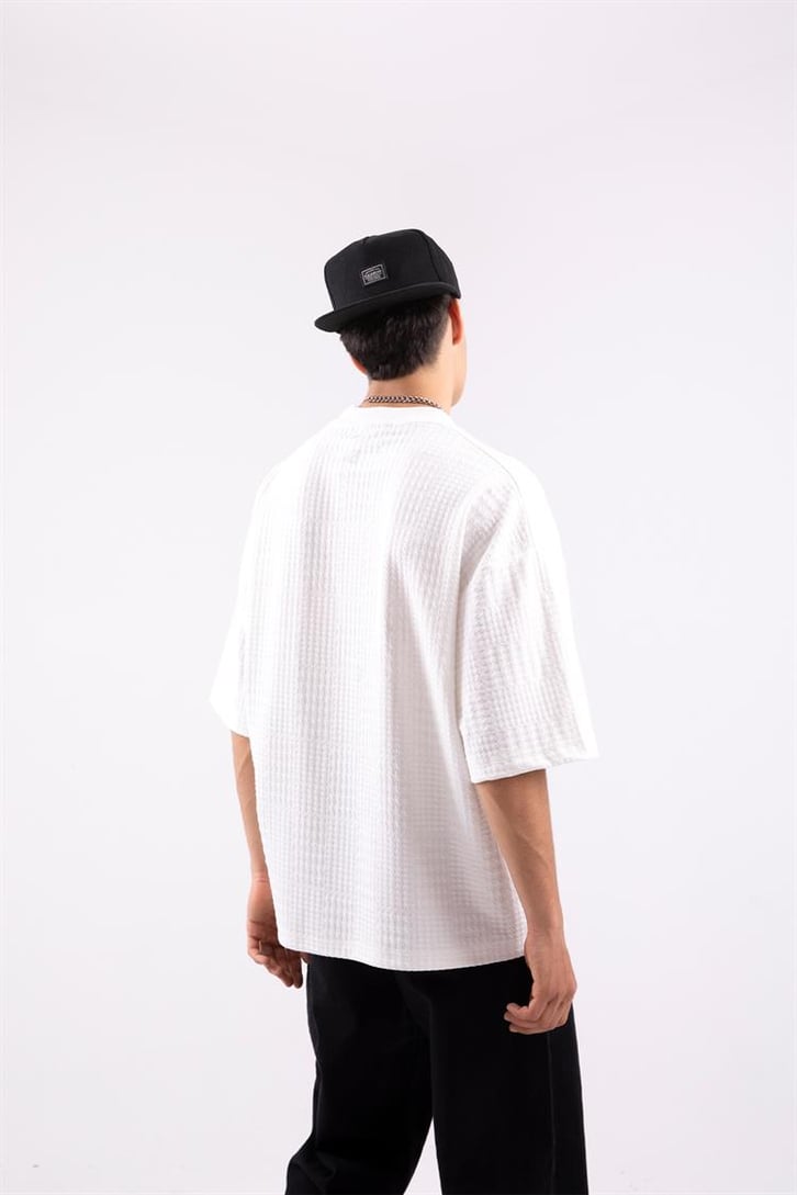 Good Life Nakışlı Ekru Oversize Tshirt