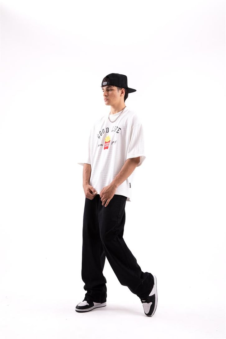 Good Life Nakışlı Ekru Oversize Tshirt