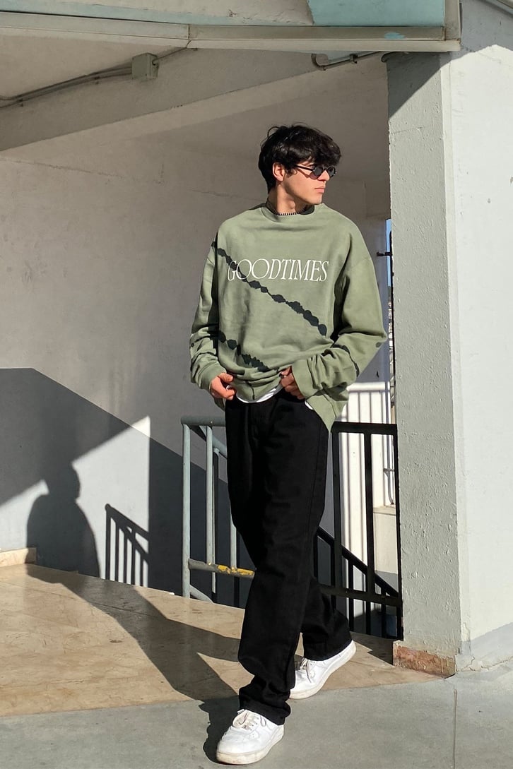 Good Times Oversize Printed Premium Sweatshirt