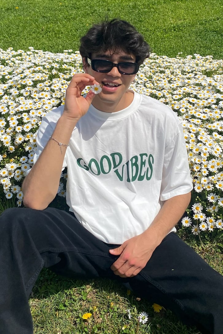Good Vibes Baskılı Oversize Tshirt