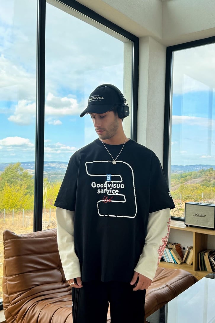 Good Visua Baskılı Çift Kol Sweatshirt