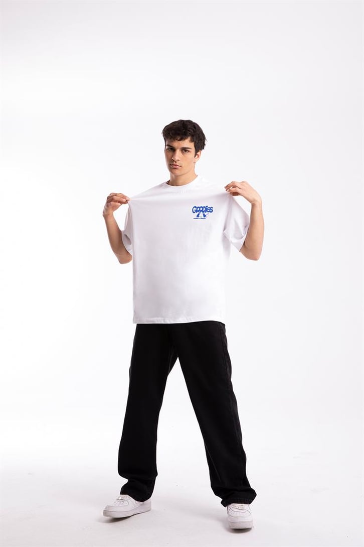 Goodies Baskılı Beyaz Oversize Tshirt