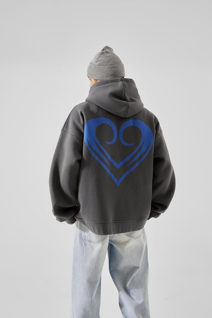 Gothic Letter Füme Oversize Zip Hoodie