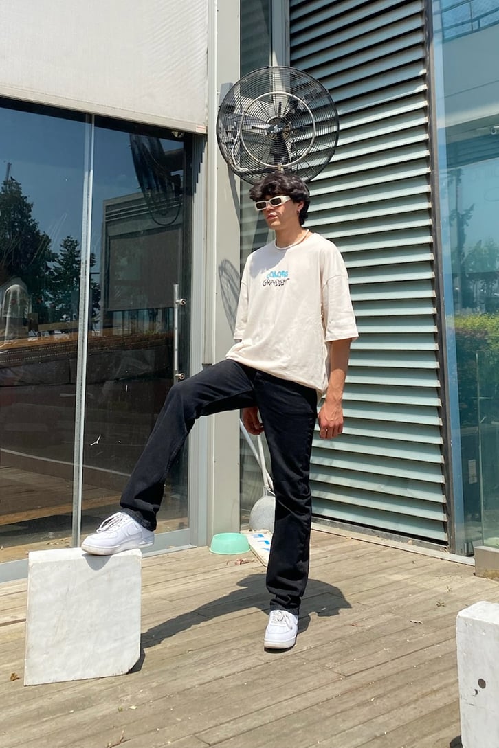 Gradient Colors Gri Oversize Tshirt