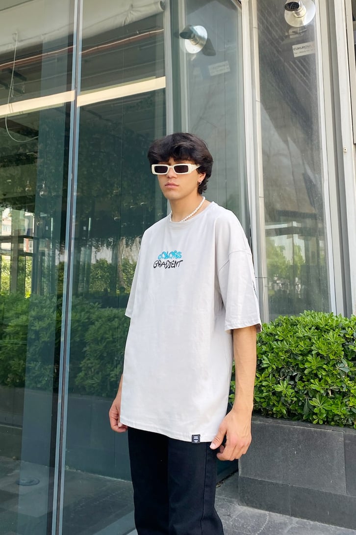 Gradient Colors Gri Oversize Tshirt
