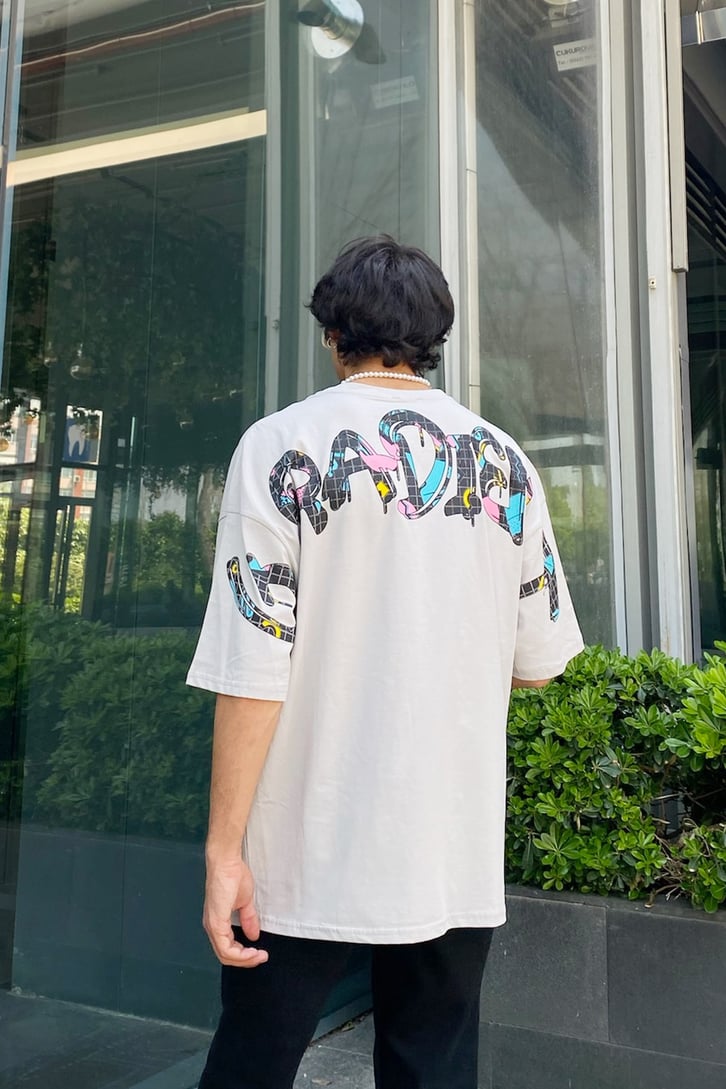 Gradient Colors Gri Oversize Tshirt