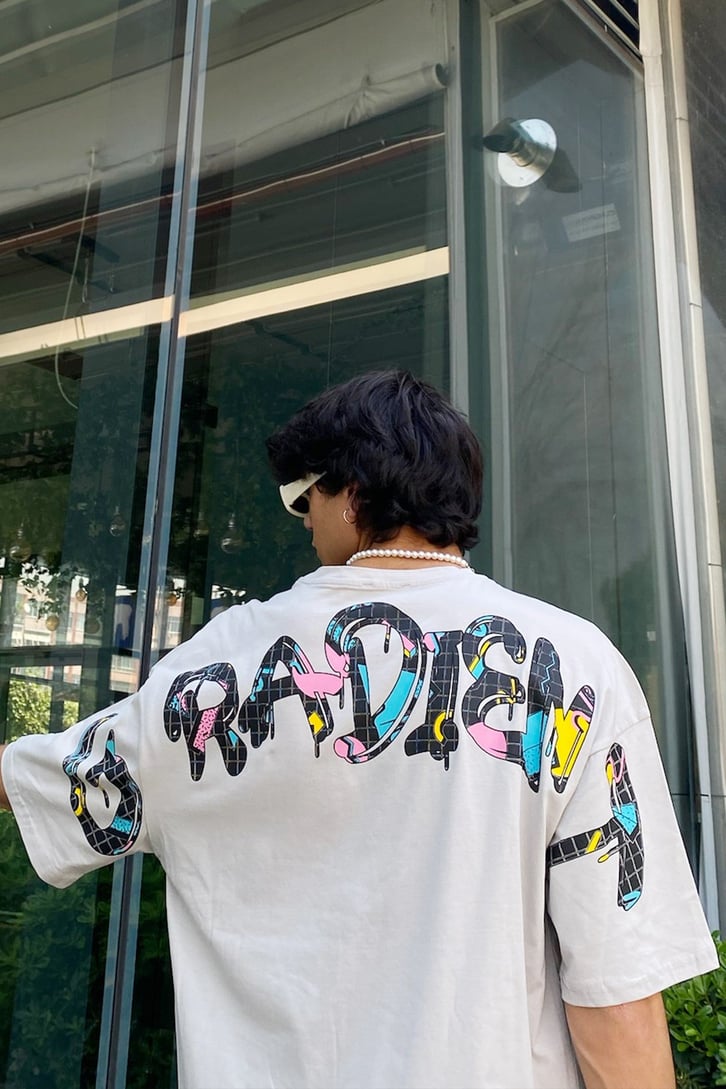 Gradient Colors Gri Oversize Tshirt