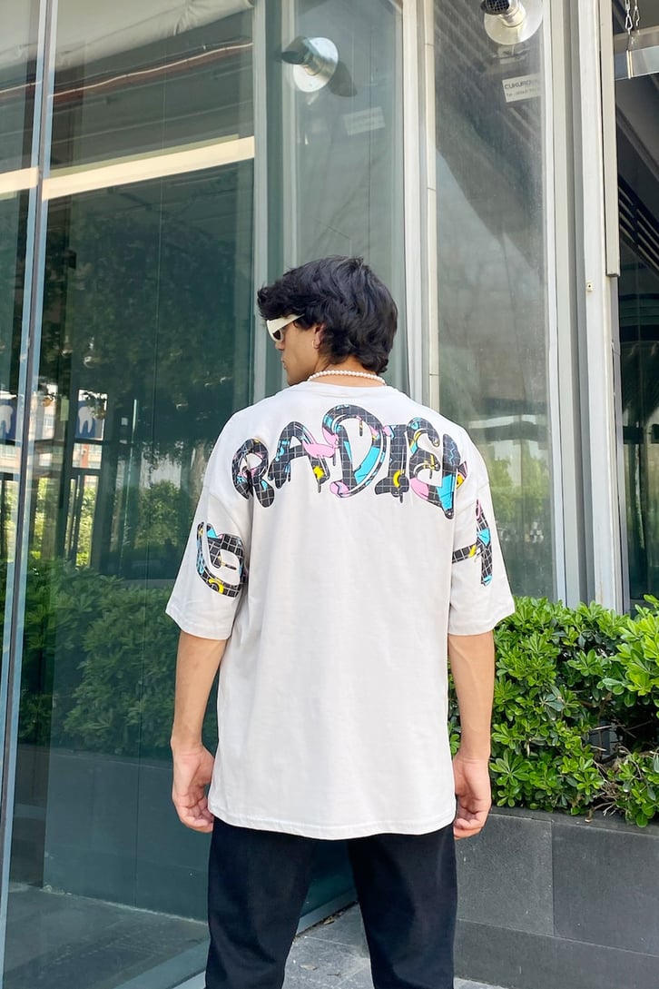Gradient Colors Gri Oversize Tshirt