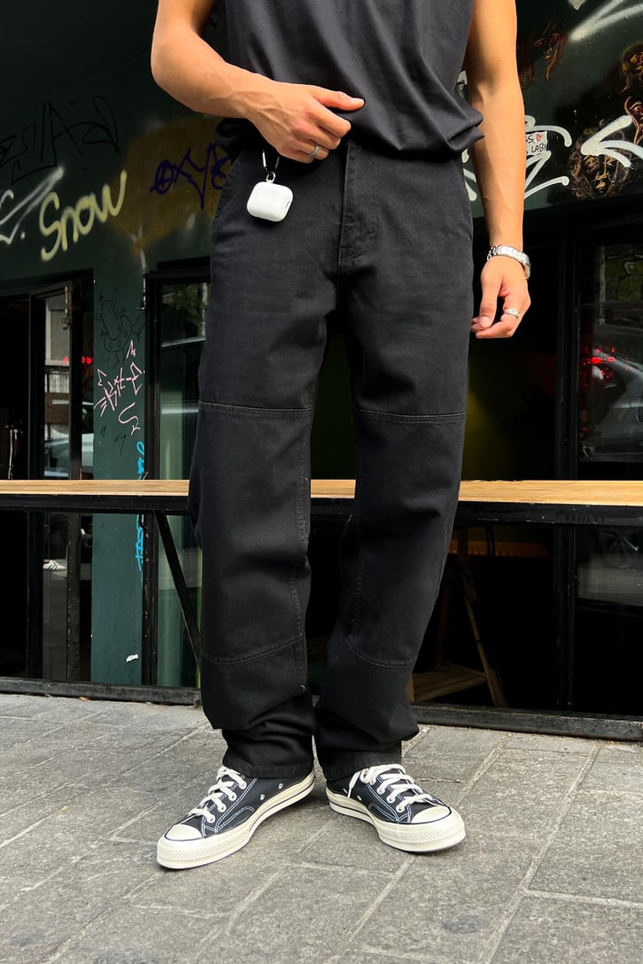 Graffiti Baskılı Baggy Jean